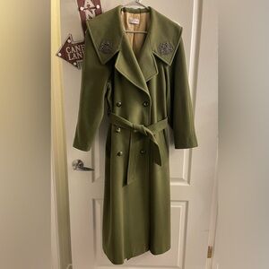 Elegant Green Double-Breasted Vintage Gil Bret Women's Coat